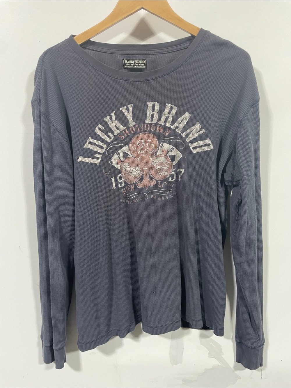 Lucky Brand Slate Blue Graphic Thermal Long Sleeve
